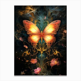 Butterfly With Flowers Canvas Print