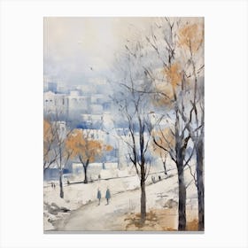 Winter City Park Painting Hangang Park Seoul 3 Canvas Print