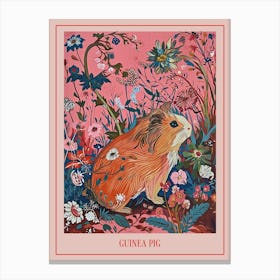 Floral Animal Painting Guinea Pig 1 Poster Canvas Print