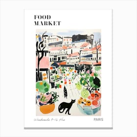 The Food Market In Paris 2 Illustration Poster Canvas Print
