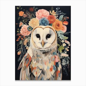Bird With A Flower Crown Barn Owl 1 Canvas Print