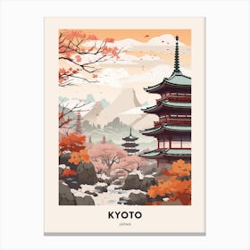 Vintage Winter Travel Poster Kyoto Japan 2 Canvas Print