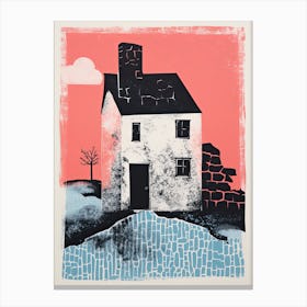 A House In Costwolds, Abstract Risograph Style 3 Canvas Print