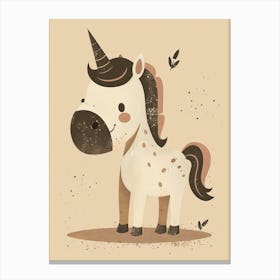 Beige & Brown Unicorn Muted Pastel Canvas Print