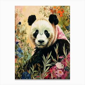 Floral Animal Painting Giant Panda 3 Canvas Print