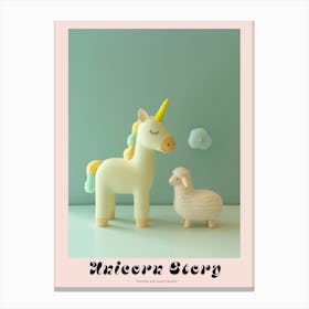 Toy Pastel Blue Unicorn & Lamb 2 Poster Canvas Print