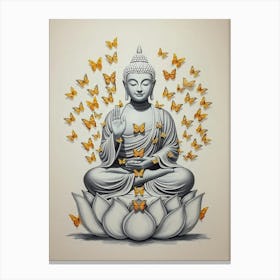 Buddha With Butterflies 1 Canvas Print