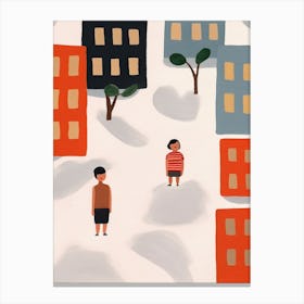 San Francisco, California Scene, Tiny People And Illustration 1 Canvas Print