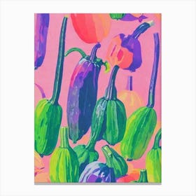 Zucchini Risograph Retro Poster vegetable Canvas Print