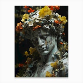 Greek statue with flowers 1 Canvas Print