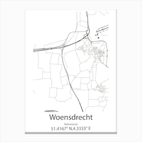 Woensdrecht,Netherlands Minimalist Map Canvas Print