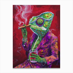 Animal Party: Crumpled Cute Critters with Cocktails and Cigars Chamelon 1 Canvas Print