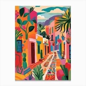 Colorful mexican Street and houses Canvas Print