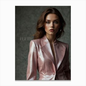 Portrait of a model girl in a stylish jacket 1 Canvas Print