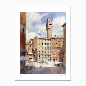 Siena, Tuscany, Italy 1 Watercolour Travel Poster Canvas Print