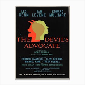 The Devil’s Advocate Theatre Poster, 1962 Canvas Print