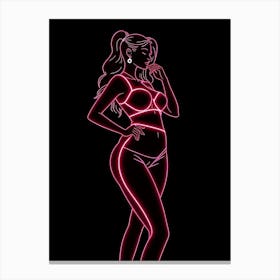 Neon Girl In Bikini Canvas Print