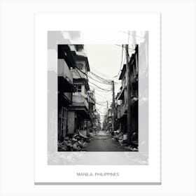 Poster Of Manila, Philippines, Black And White Old Photo 1 Canvas Print