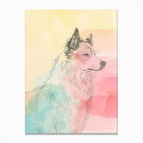 Pastel Icelandic Sheepdog Line Illustration 4 Canvas Print