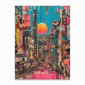 Seoul   Retro Collage Style 4 Canvas Print