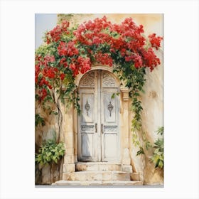 Haifa, Israel   Mediterranean Doors Watercolour Painting 4 Canvas Print