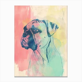 Bulldog Watercolour Line Illustration Canvas Print