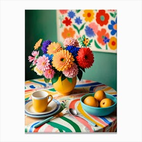 Flowers On A Table Canvas Print