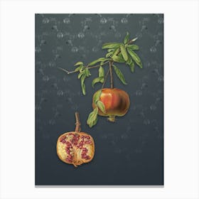 Vintage Pomegranate Botanical on Slate Gray Pattern n.0995 Canvas Print