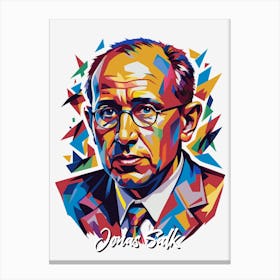 Jonas Salk 01 Portrait WPAP Pop Art Canvas Print