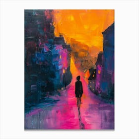 Person Walking Down The Street Canvas Print