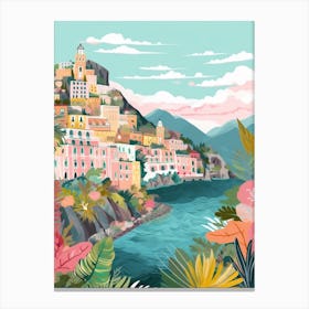 Amalfi Coast, Italy Illustration Canvas Print