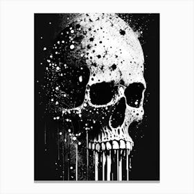 Skull With Splatter Effects 2 Linocut Canvas Print
