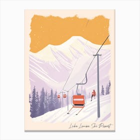 Poster Of Lake Louise Ski Resort   Alberta, Canada, Ski Resort Pastel Colours Illustration 2 Canvas Print