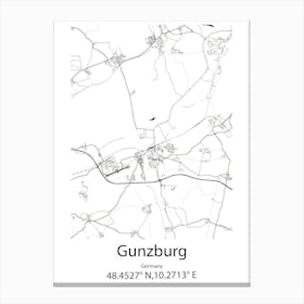 Gunzburg,Germany Minimalist Map Canvas Print