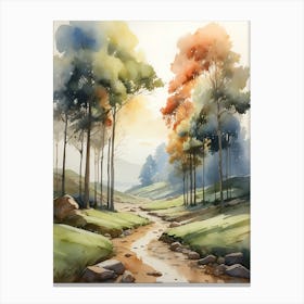 Watercolor Of A Stream Canvas Print