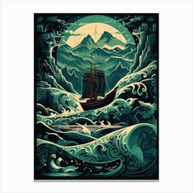 Ship In The Sea Canvas Print