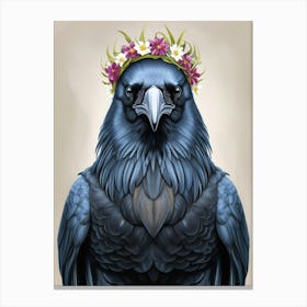 Crow with the flowers on the head 2 Canvas Print