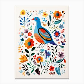 Scandinavian Bird Illustration Pigeon 1 Canvas Print