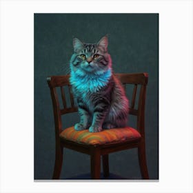 Cat Sitting On A Chair 1 Canvas Print