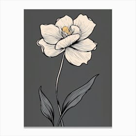 Daffodils Line Art Flowers Illustration Neutral 5 Canvas Print