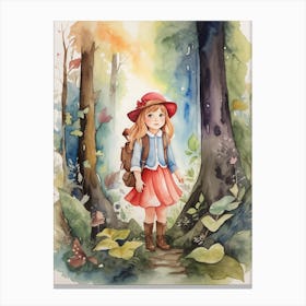 Little Girl In The Woods 1 Canvas Print