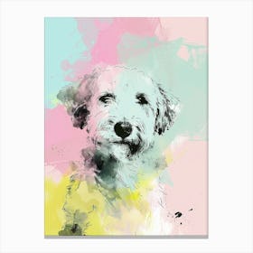 Pastel Curly Dog Line Illustration 1 Canvas Print