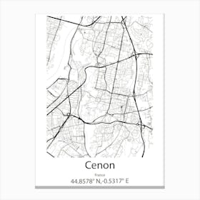 Cenon,France Minimalist Map Canvas Print