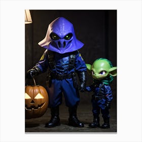 Alien Trick Or Treat Kids Canvas Print