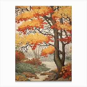 White Poplar 4 Vintage Autumn Tree Print  Canvas Print