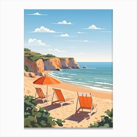 Malibu Beach California, Usa, Graphic Illustration 1 Canvas Print