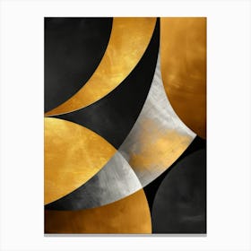 Abstract Gold And Black Circles Canvas Print