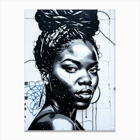 Graffiti Mural Of Beautiful Black Woman 16 Canvas Print