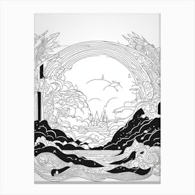 Black And White Nature Illustration Canvas Print