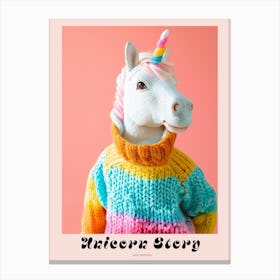 Toy Unicorn In A Knitted Jumper Poster Canvas Print